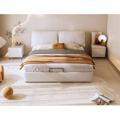 Modern Queen Size Bed with Pine Frame & Cotton Upholstered Headboard for Bedroom hmzsh-1269