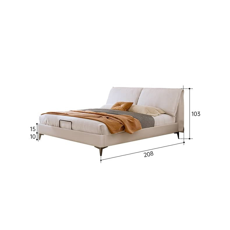 Modern Queen Size Bed with Pine Frame & Cotton Upholstered Headboard for Bedroom hmzsh-1269