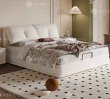 Luxurious Cal King Leather Bed Frame with Storage - Functional Queen Size Design with Upholstered Headboard hmzsh-1543
