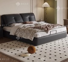 Luxurious Cal King Leather Bed Frame with Storage - Functional Queen Size Design with Upholstered Headboard hmzsh-1543