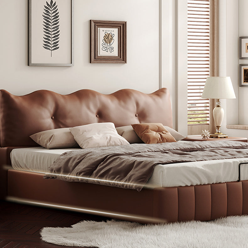 Luxurious Cal King Faux Leather Bed with Storage - Soft Upholstered Headboard for Your Bedroom hmzsh-1545