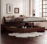 Luxurious Cal King Faux Leather Bed with Storage - Soft Upholstered Headboard for Your Bedroom hmzsh-1545