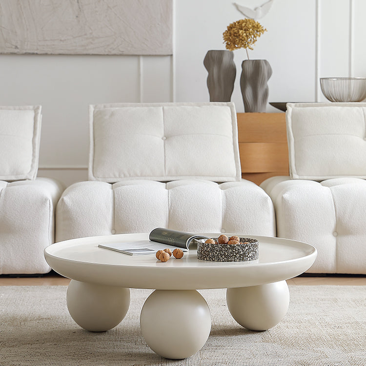 Elegant Round Oak Density Board Coffee Table - Modern Minimalist Design hqlw-4022