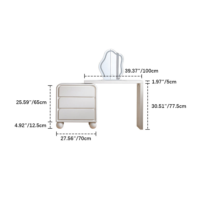 Modern Oak Pine Makeup Vanity with Unique Mirror and Storage이 hqlw-4023