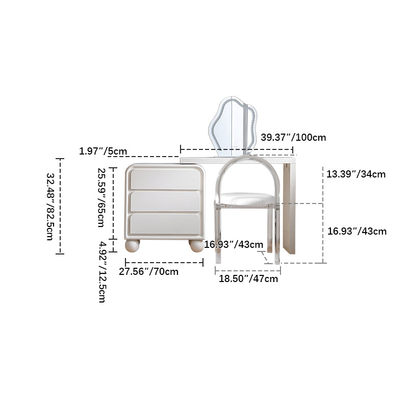 Modern Oak Pine Makeup Vanity with Unique Mirror and Storage이 hqlw-4023