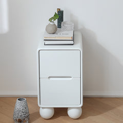 Modern Oak Pine Nightstand with Unique Rounded Base Design - Stylish Bedside Table for Bedroom hqlw-4030