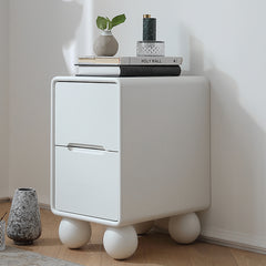 Modern Oak Pine Nightstand with Unique Rounded Base Design - Stylish Bedside Table for Bedroom hqlw-4030