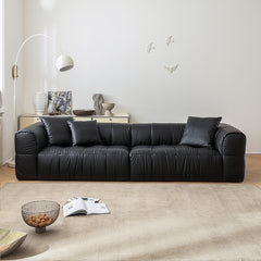 Luxury Modern Synthetic Leather Sofa - Pine Silk Floss Upholstered, Sleek Black Design hqlw-4031