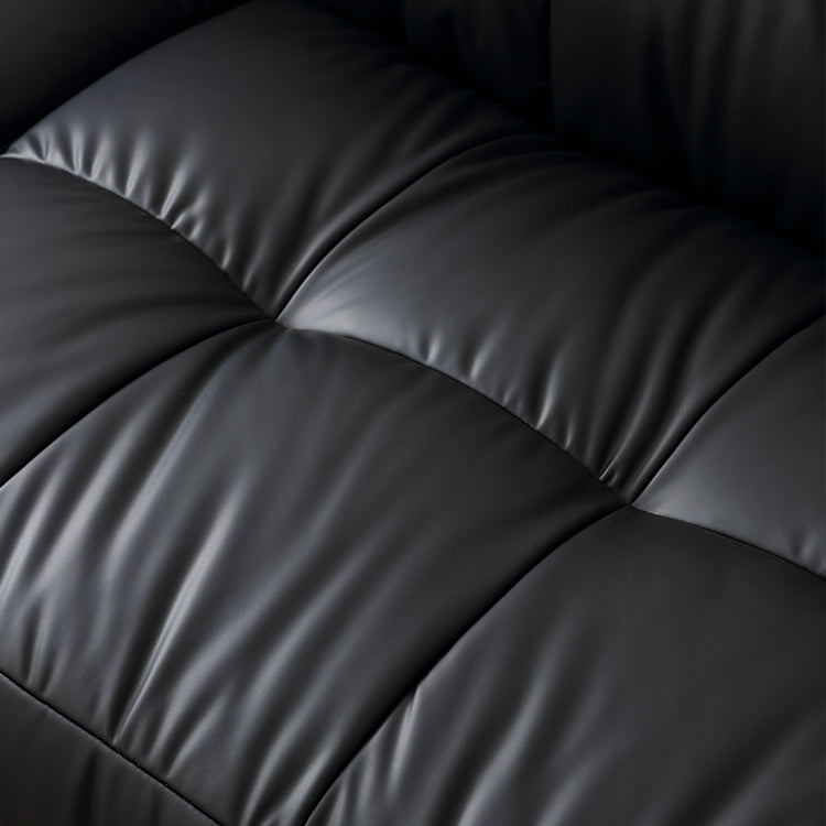 Luxury Modern Synthetic Leather Sofa - Pine Silk Floss Upholstered, Sleek Black Design hqlw-4031