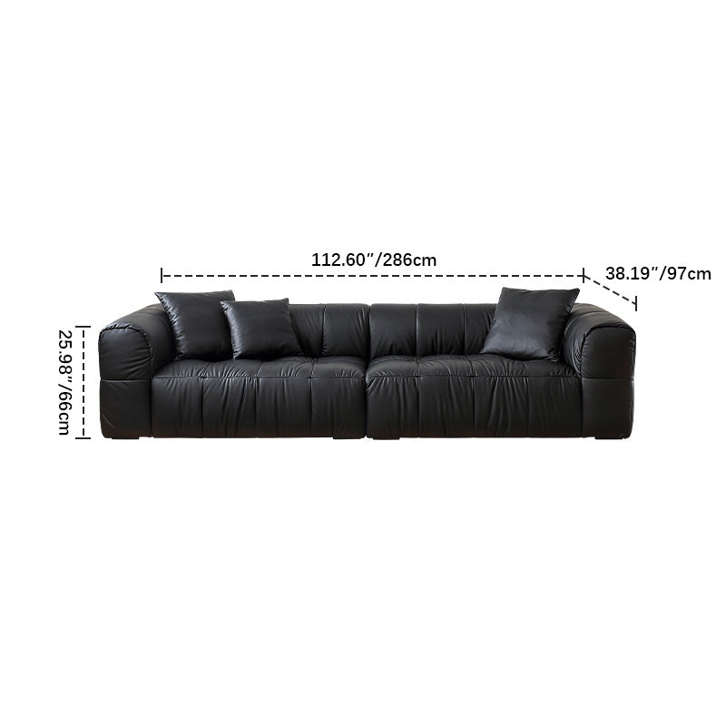 Luxury Modern Synthetic Leather Sofa - Pine Silk Floss Upholstered, Sleek Black Design hqlw-4031