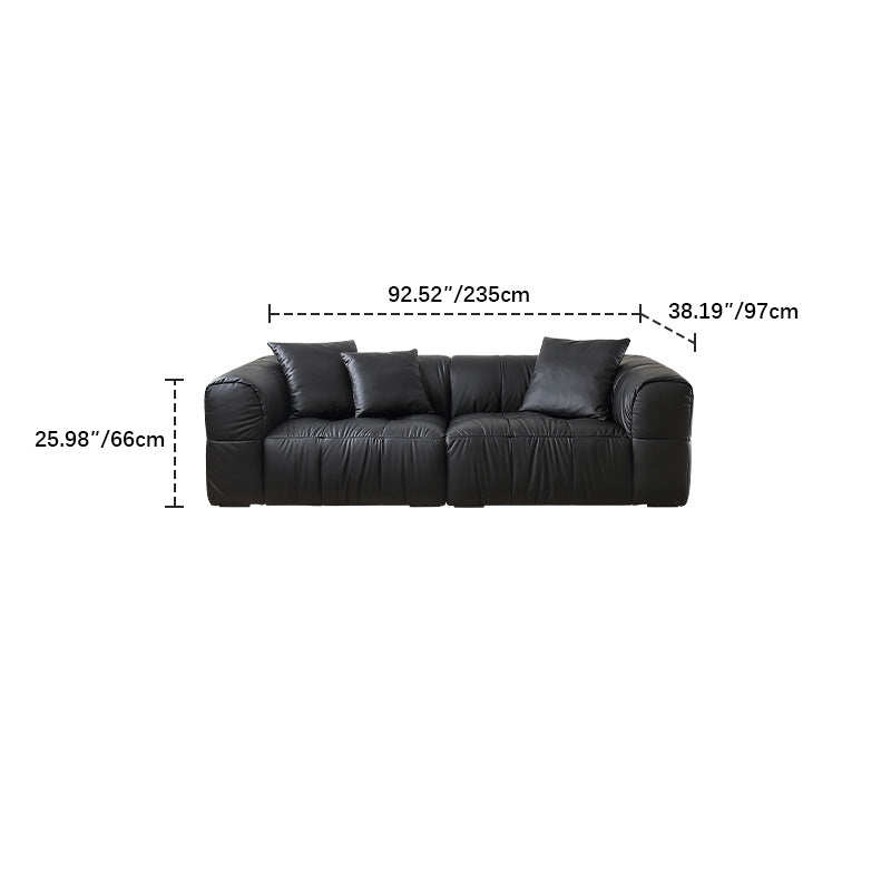 Luxury Modern Synthetic Leather Sofa - Pine Silk Floss Upholstered, Sleek Black Design hqlw-4031