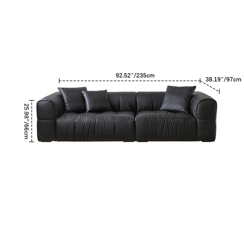 Luxury Modern Synthetic Leather Sofa - Pine Silk Floss Upholstered, Sleek Black Design hqlw-4031