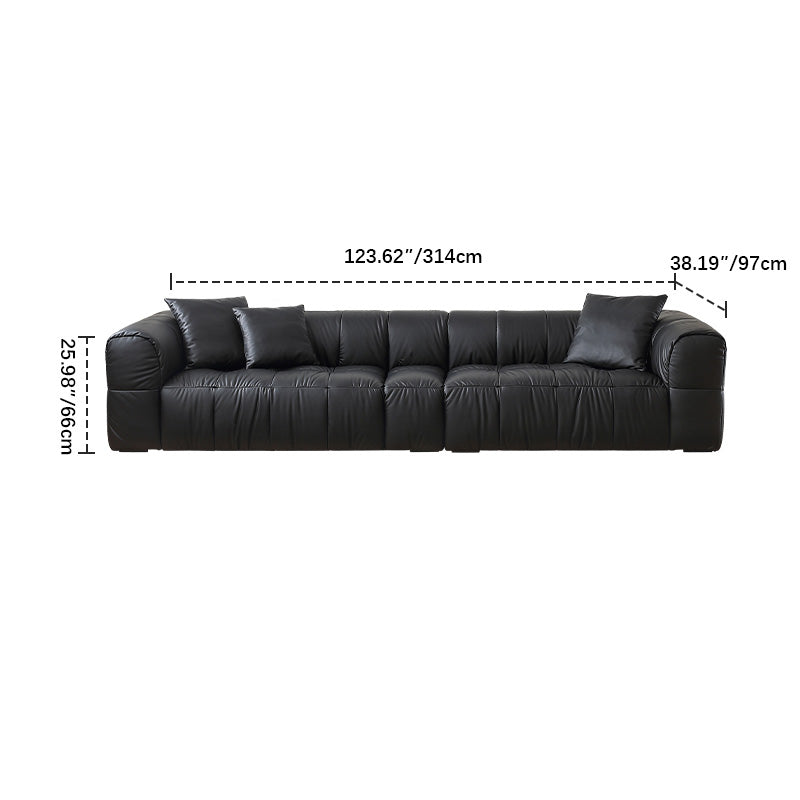 Luxury Modern Synthetic Leather Sofa - Pine Silk Floss Upholstered, Sleek Black Design hqlw-4031