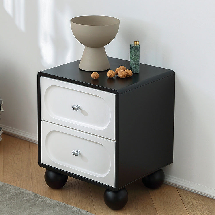 Modern Oak Pine Nightstand with Dual Drawers - Stylish Bedroom Storage Solution hqlw-4034