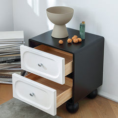 Modern Oak Pine Nightstand with Dual Drawers - Stylish Bedroom Storage Solution hqlw-4034