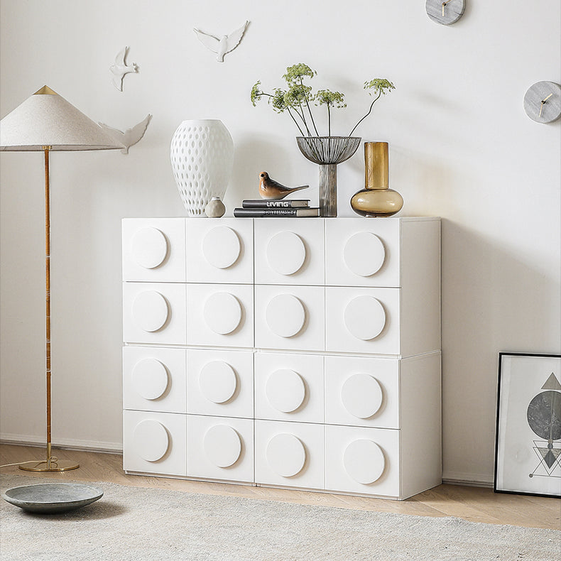 Modern Pine Multi-layer Nightstand with Unique Geometric Design - White Finish hqlw-4035