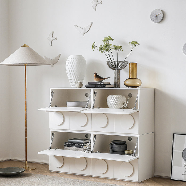 Modern Pine Multi-layer Nightstand with Unique Geometric Design - White Finish hqlw-4035