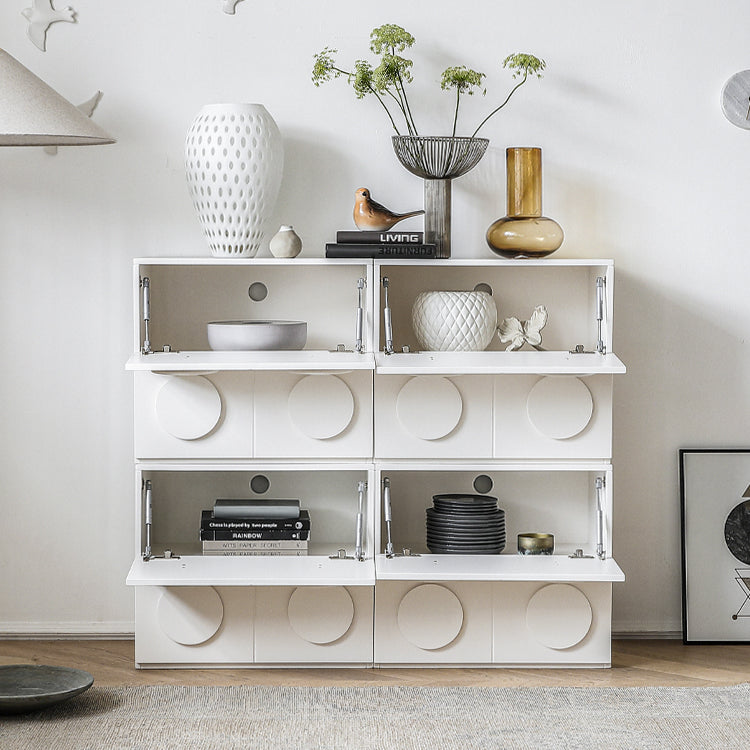 Modern Pine Multi-layer Nightstand with Unique Geometric Design - White Finish hqlw-4035