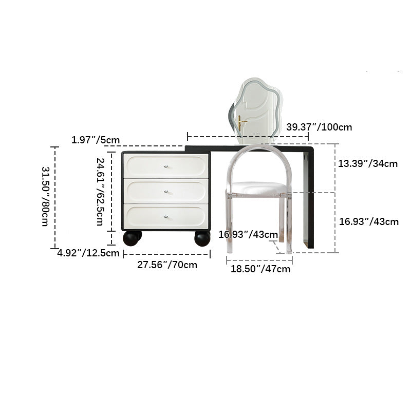 Elegant Oak Pine Makeup Vanity with Mirror – Stylish Modern Design for Bedroom Decor hqlw-4039