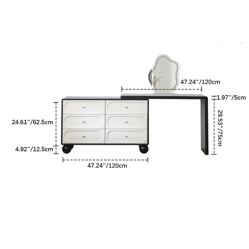 Elegant Oak Pine Makeup Vanity with Mirror – Stylish Modern Design for Bedroom Decor hqlw-4039