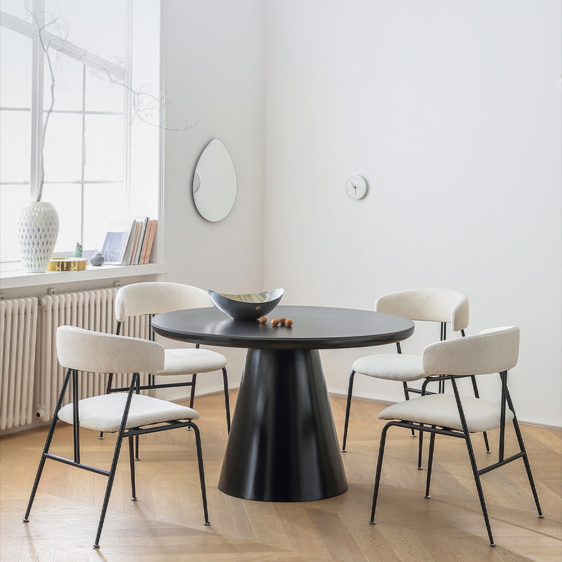 Modern Round Dining Table – Ceramic & Stainless Steel with Sleek Density Board Finish hqlw-4043