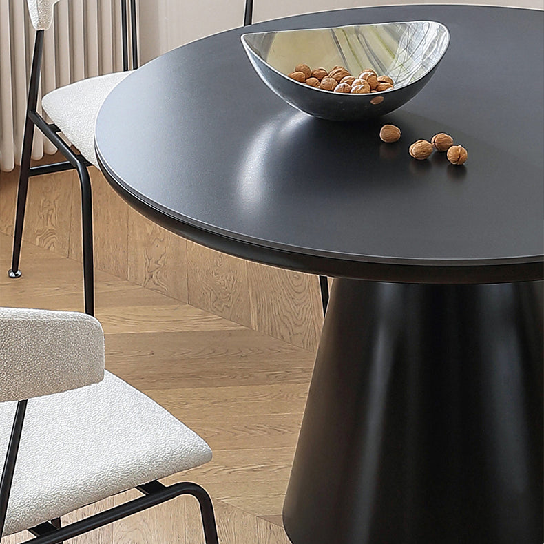 Modern Round Dining Table – Ceramic & Stainless Steel with Sleek Density Board Finish hqlw-4043