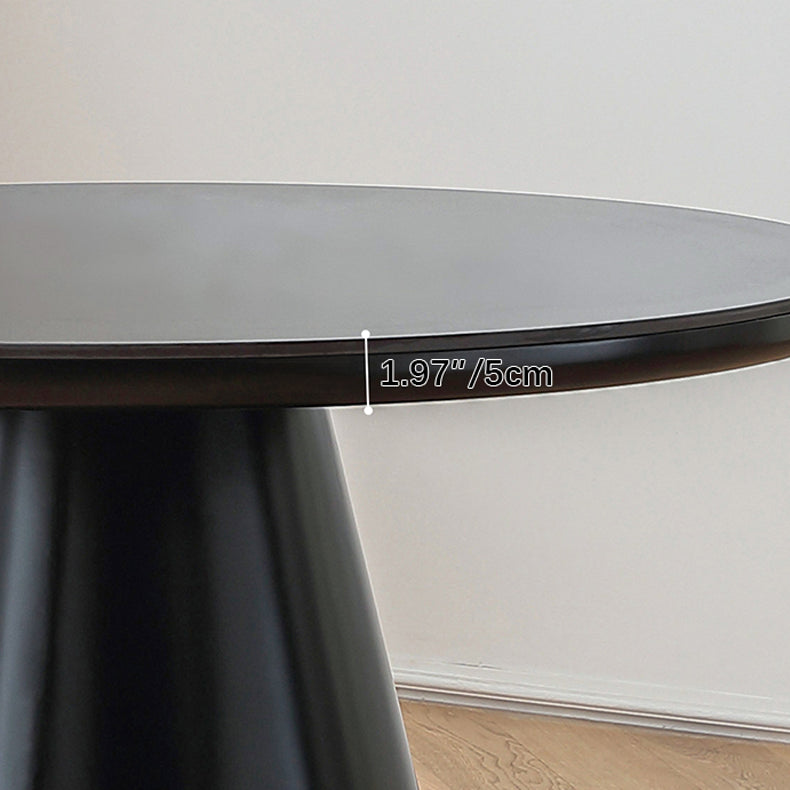 Modern Round Dining Table – Ceramic & Stainless Steel with Sleek Density Board Finish hqlw-4043