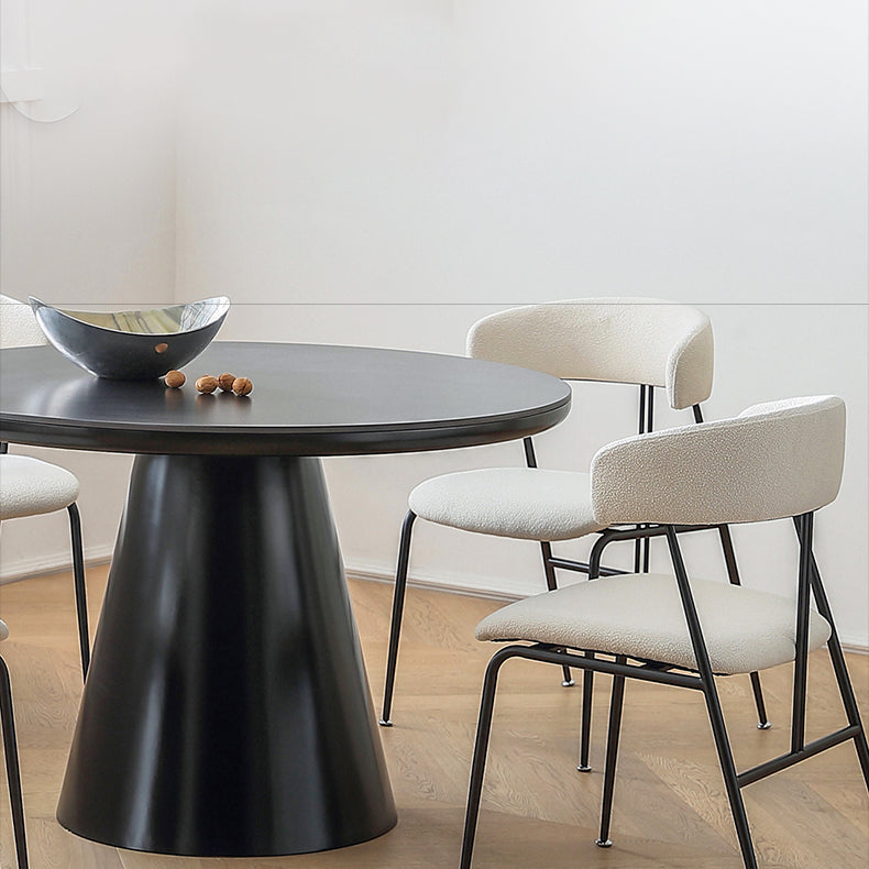 Modern Round Dining Table – Ceramic & Stainless Steel with Sleek Density Board Finish hqlw-4043