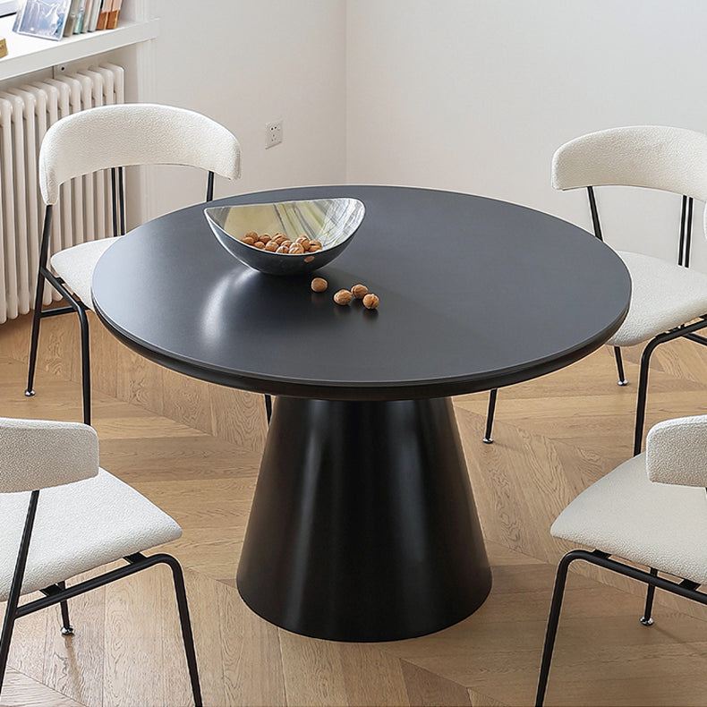 Modern Round Dining Table – Ceramic & Stainless Steel with Sleek Density Board Finish hqlw-4043