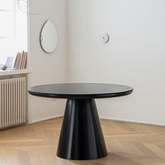 Modern Round Dining Table – Ceramic & Stainless Steel with Sleek Density Board Finish hqlw-4043