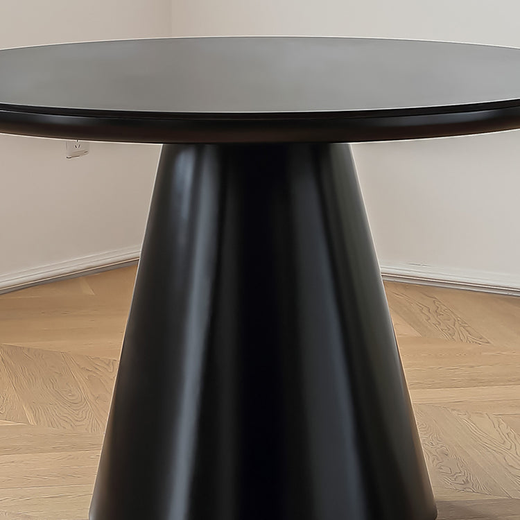 Modern Round Dining Table – Ceramic & Stainless Steel with Sleek Density Board Finish hqlw-4043