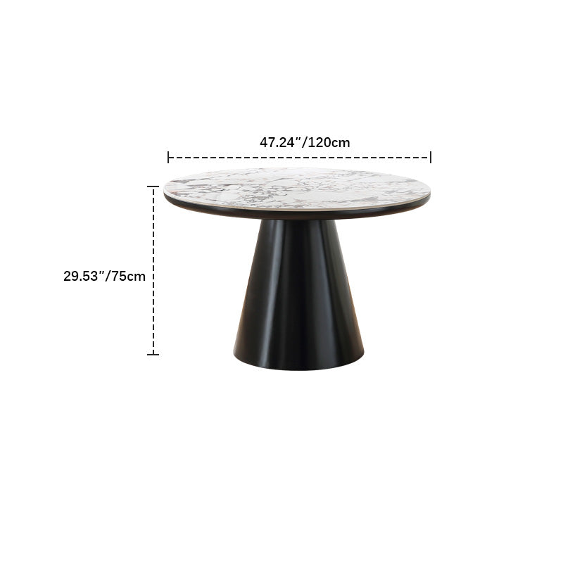 Modern Round Dining Table – Ceramic & Stainless Steel with Sleek Density Board Finish hqlw-4043