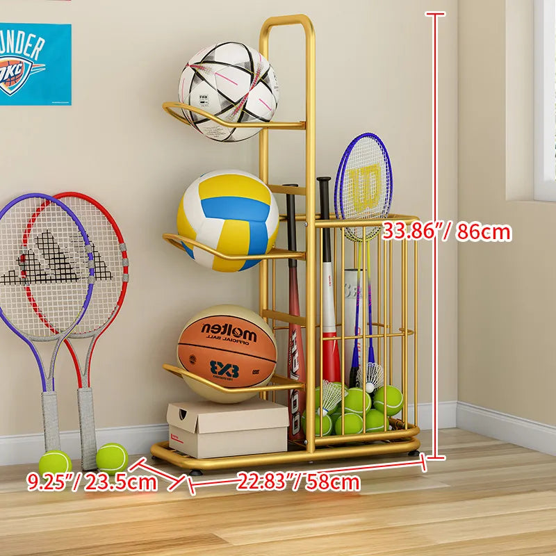 Multi-Tier Sports Storage Rack for Ball & Equipment Organization - hsen-2027