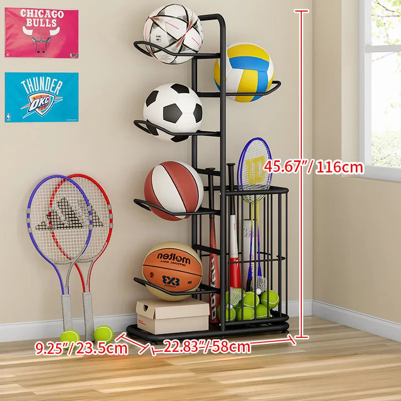 Multi-Tier Sports Storage Rack for Ball & Equipment Organization - hsen-2027