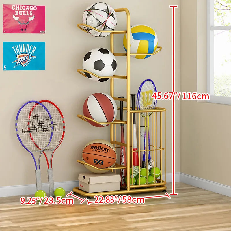 Multi-Tier Sports Storage Rack for Ball & Equipment Organization - hsen-2027