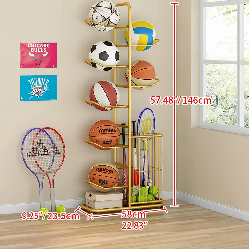 Multi-Tier Sports Storage Rack for Ball & Equipment Organization - hsen-2027