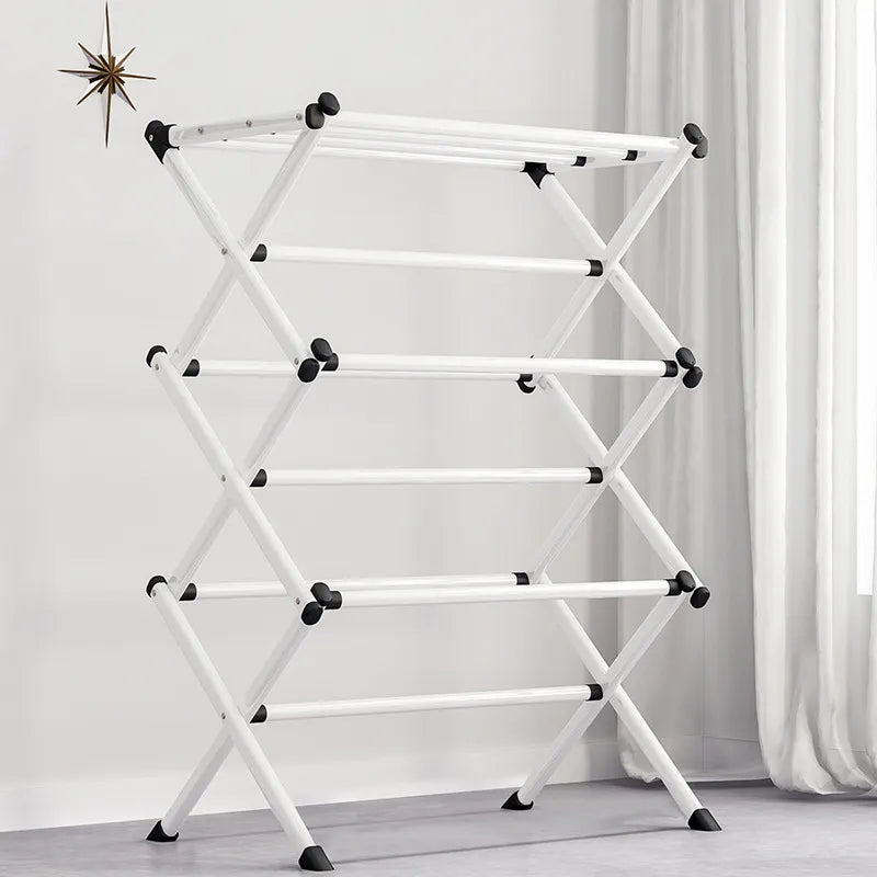 Sturdy Metal Clothes Drying Rack with Multiple Tiers for Optimal Space Saving hsen-2034