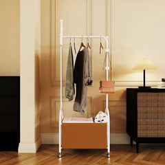 Stylish Faux Leather Coat Hanger with Storage & Hooks for Modern Homes hsj-2248