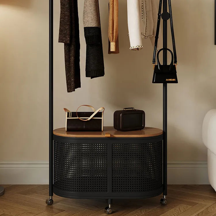 Stylish Metal Wood Coat Hanger with Storage Cabinet - Modern Entryway Organizer hsj-2250
