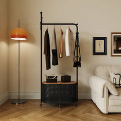 Stylish Metal Wood Coat Hanger with Storage Cabinet - Modern Entryway Organizer hsj-2250