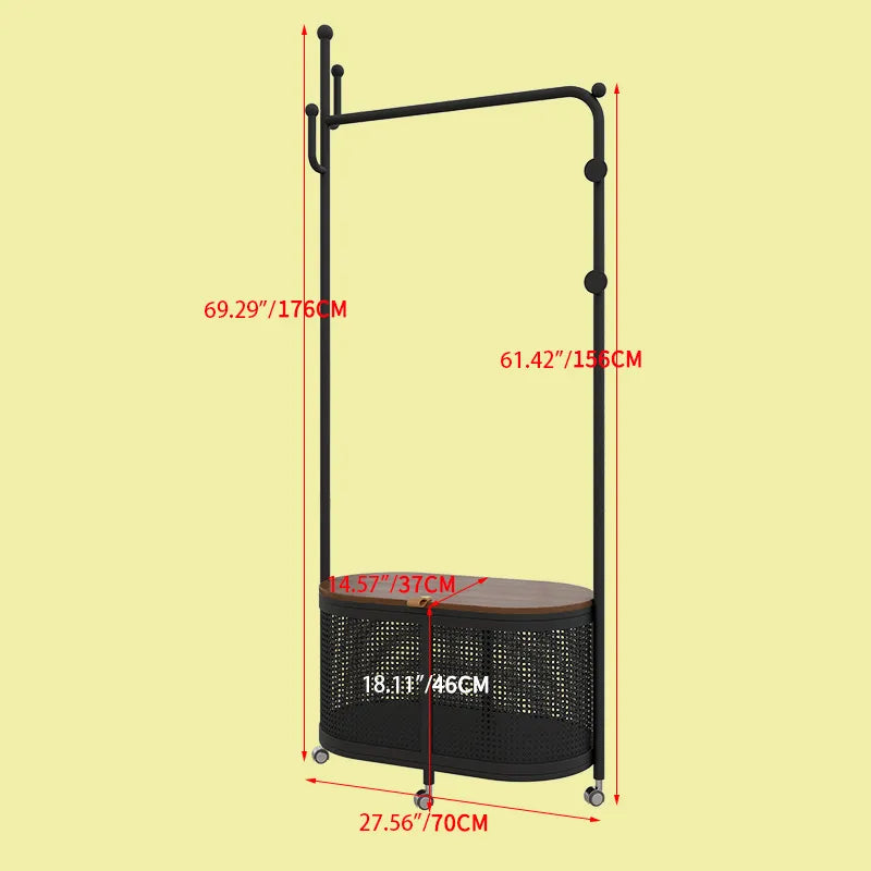 Stylish Metal Wood Coat Hanger with Storage Cabinet - Modern Entryway Organizer hsj-2250