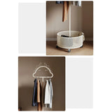 Stylish Metal Coat Hanger with Wheels and Storage Basket - HSJ-2253