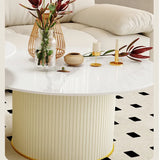 Sleek Sintered Stone Solid Wood Coffee Table Faux Leather Finish Modern Living Room Elegance hsj-2256