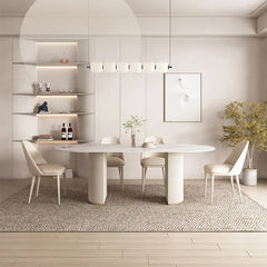 Elegant Sintered Stone Dining Table Faux Leather Finish Modern Minimalist Design hsj-2261