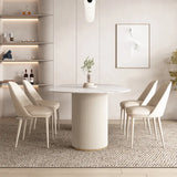Elegant Sintered Stone Dining Table Faux Leather Finish Modern Minimalist Design hsj-2261