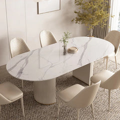 Elegant Sintered Stone Dining Table Faux Leather Finish Modern Minimalist Design hsj-2261