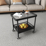 Modern Glass Rolling Cart with Storage Shelf for Living Room Decor - hsj-2270