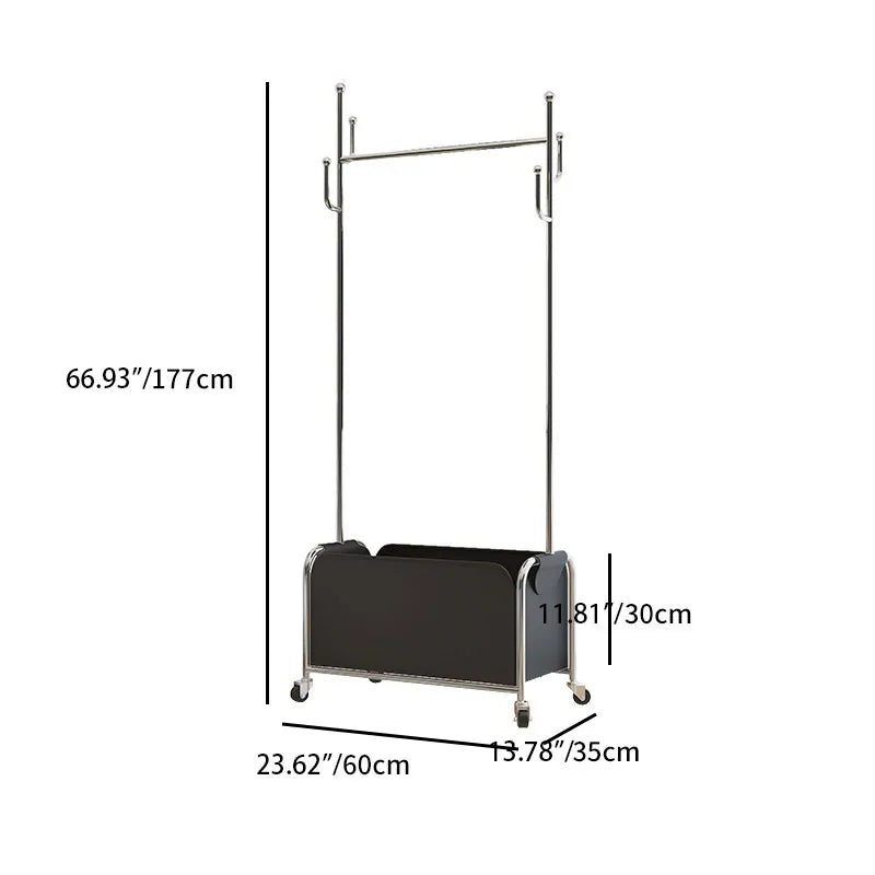 Stylish Faux Leather Coat Hanger with Wheels and Storage - Modern Clothing Rack for Easy Organization hsj-2274