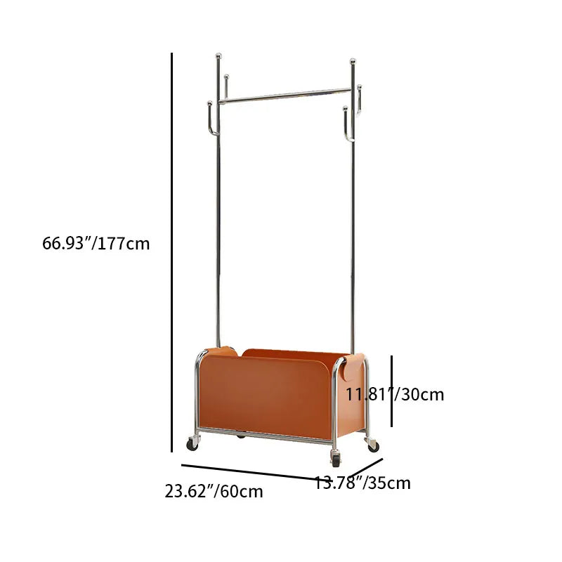 Stylish Faux Leather Coat Hanger with Wheels and Storage - Modern Clothing Rack for Easy Organization hsj-2274