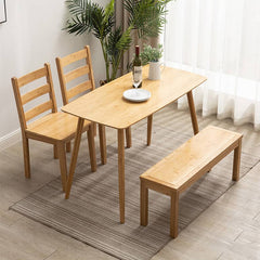 Minimalistic Rectangular Bamboo Dining Table in Natural Wood Color - Perfect for 6 Seaters hsl-119